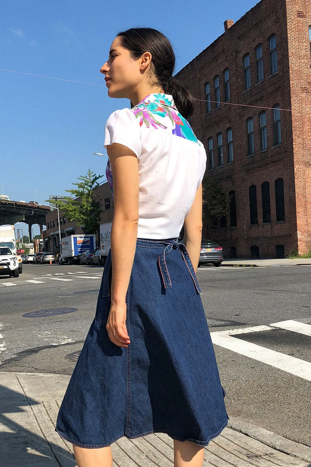 70s Denim Wrap Skirt XS/S