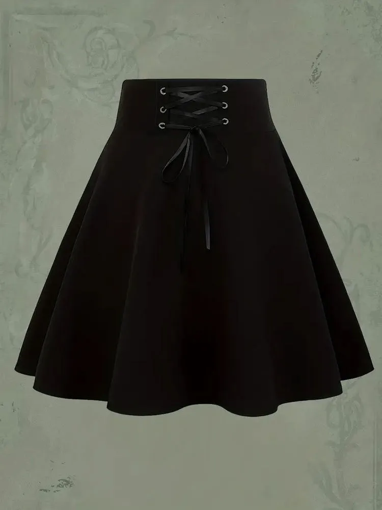 Aiertu guys in skirts Million Holy Festival Gothic High Waist Mini Skirt Elastic Strap A- line Skirt