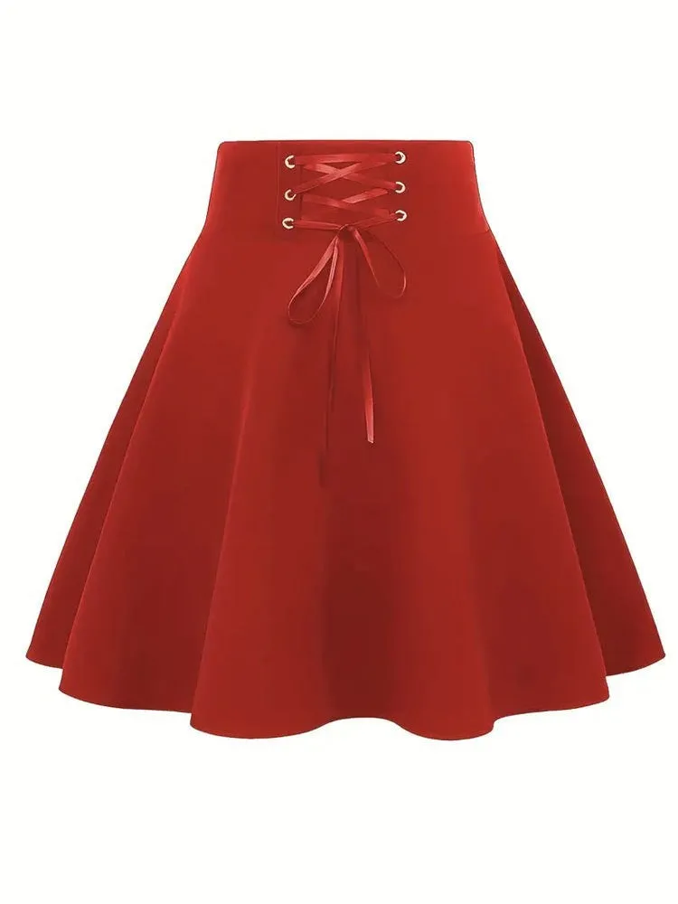 Aiertu guys in skirts Million Holy Festival Gothic High Waist Mini Skirt Elastic Strap A- line Skirt