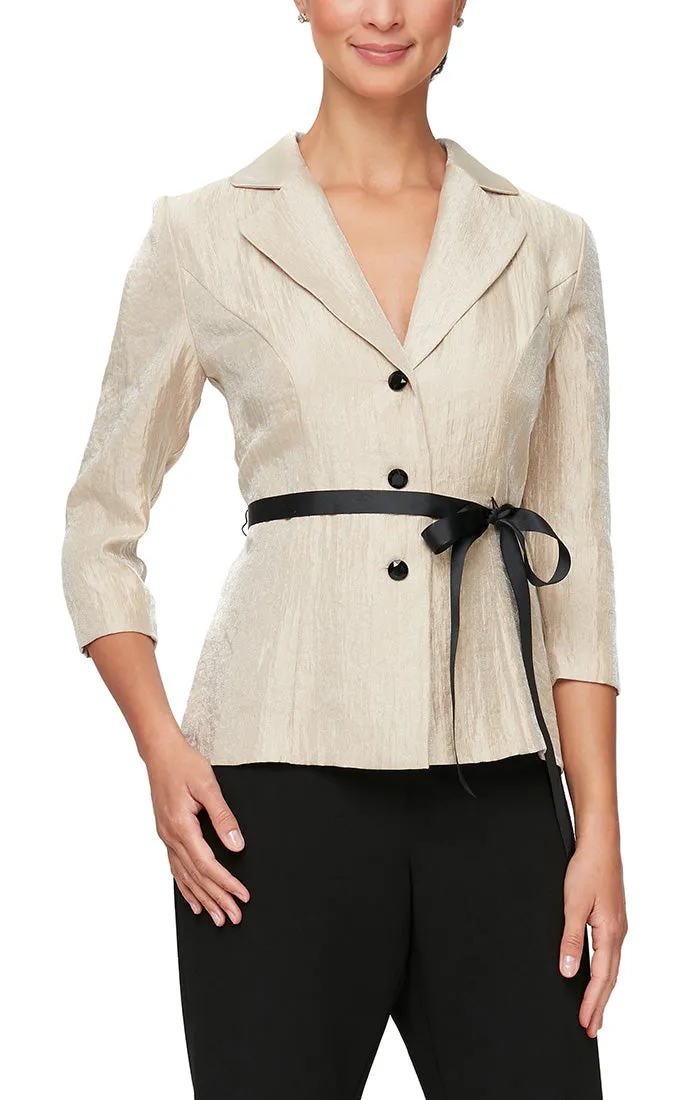 Alex Evenings Button Front Blouse with Tie Belt