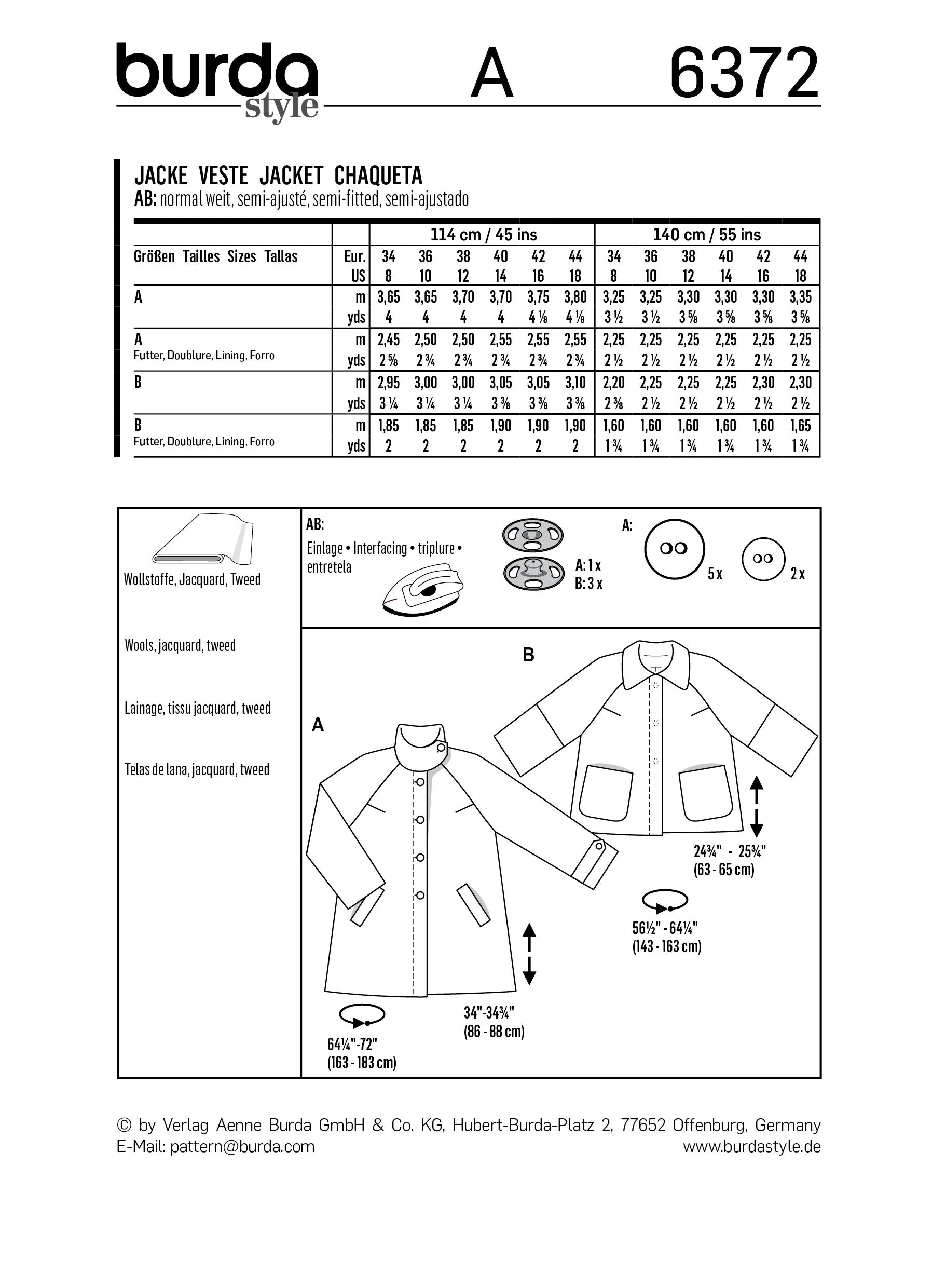 BD6372 Women's Jacket Pattern