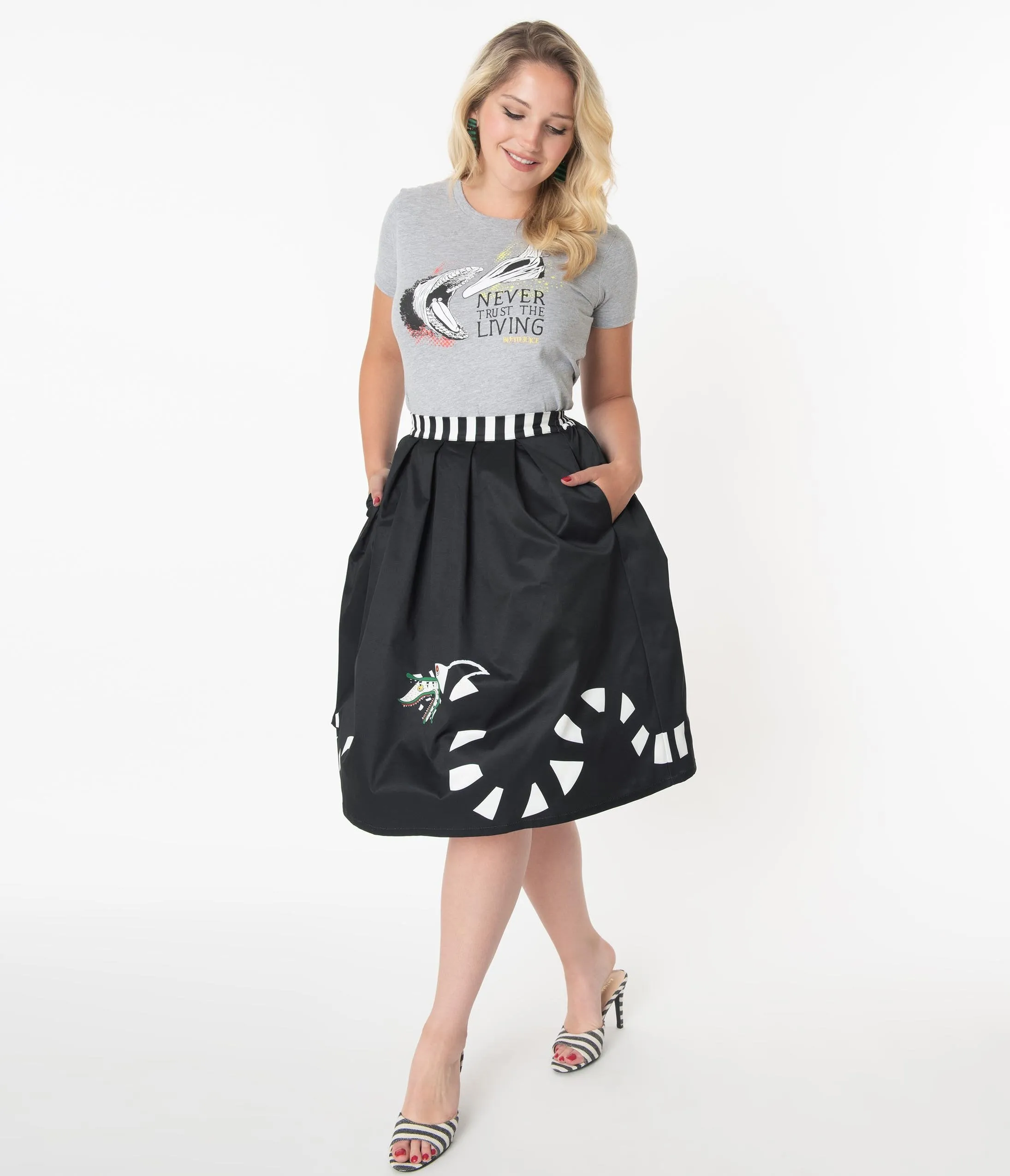 Beetlejuice x Unique Vintage Sandworm Jayne Swing Skirt