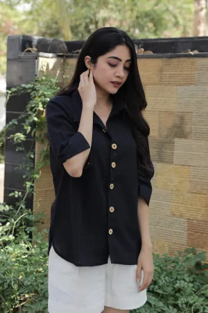 Black Kala Cotton Shirt for Women