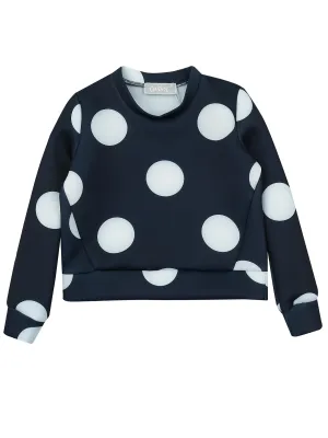 Black Polka Dot Delight Sweatshirt by Kids Couture