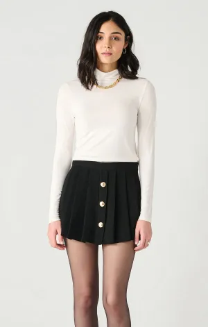 Button Front Pleated Skort