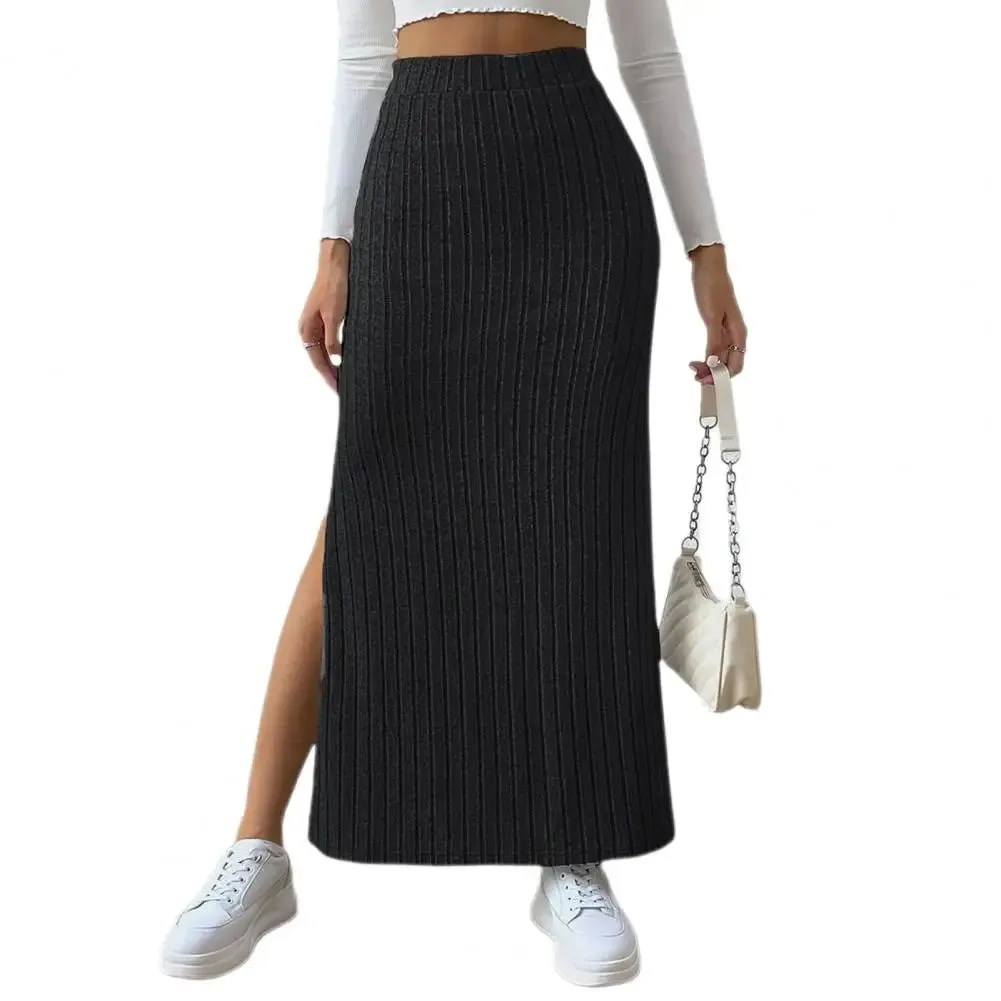 Casual High Waist Sexy Knitted Elegant Solid Office Long Autumn Winter Fashionable Skirt