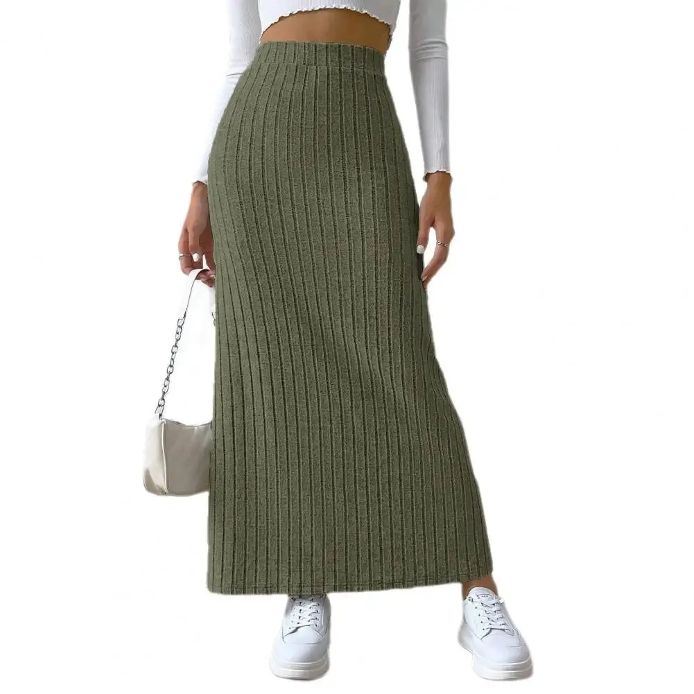 Casual High Waist Sexy Knitted Elegant Solid Office Long Autumn Winter Fashionable Skirt