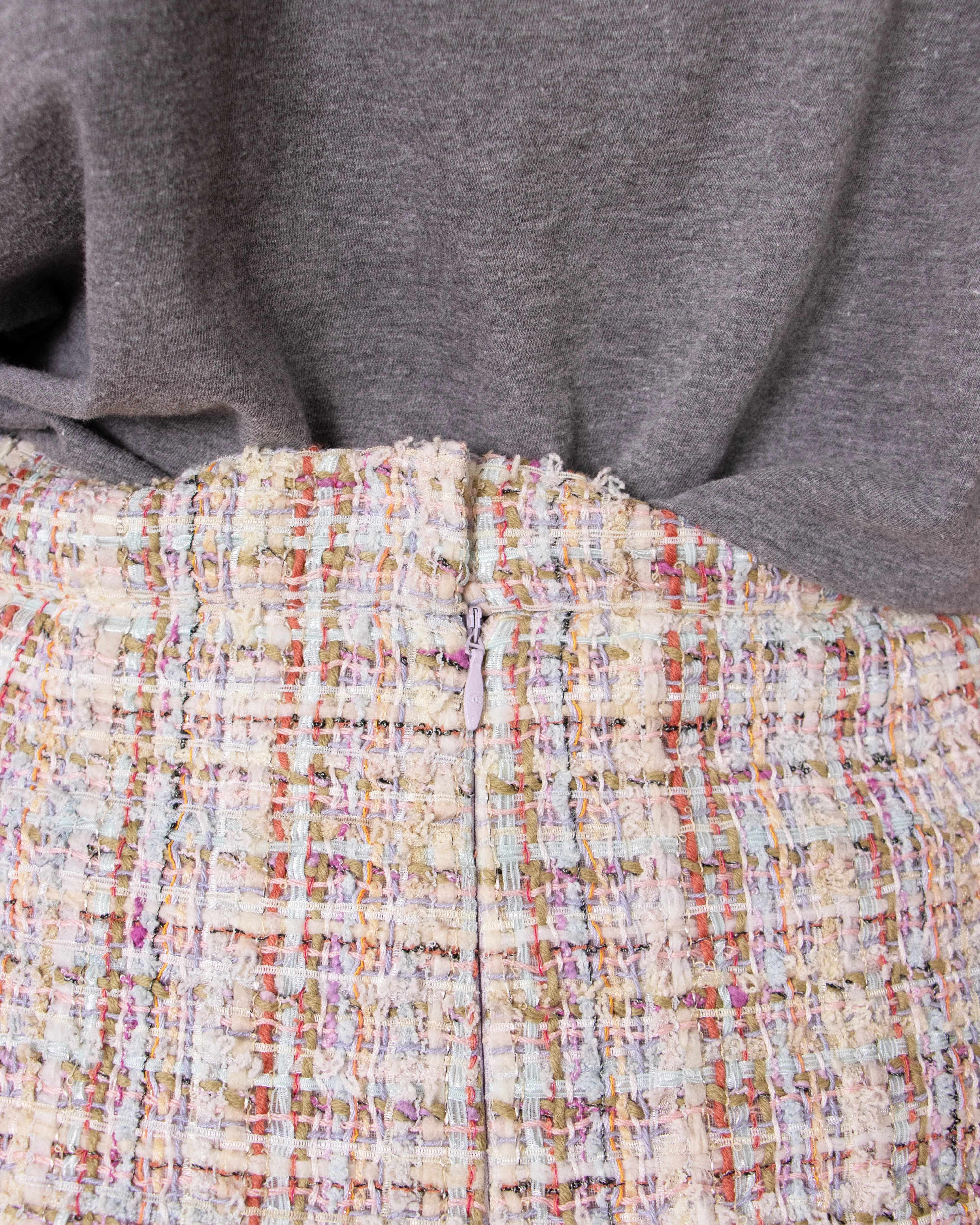 Chanel 2000s Multi-Colored Bouclé Pencil Skirt M