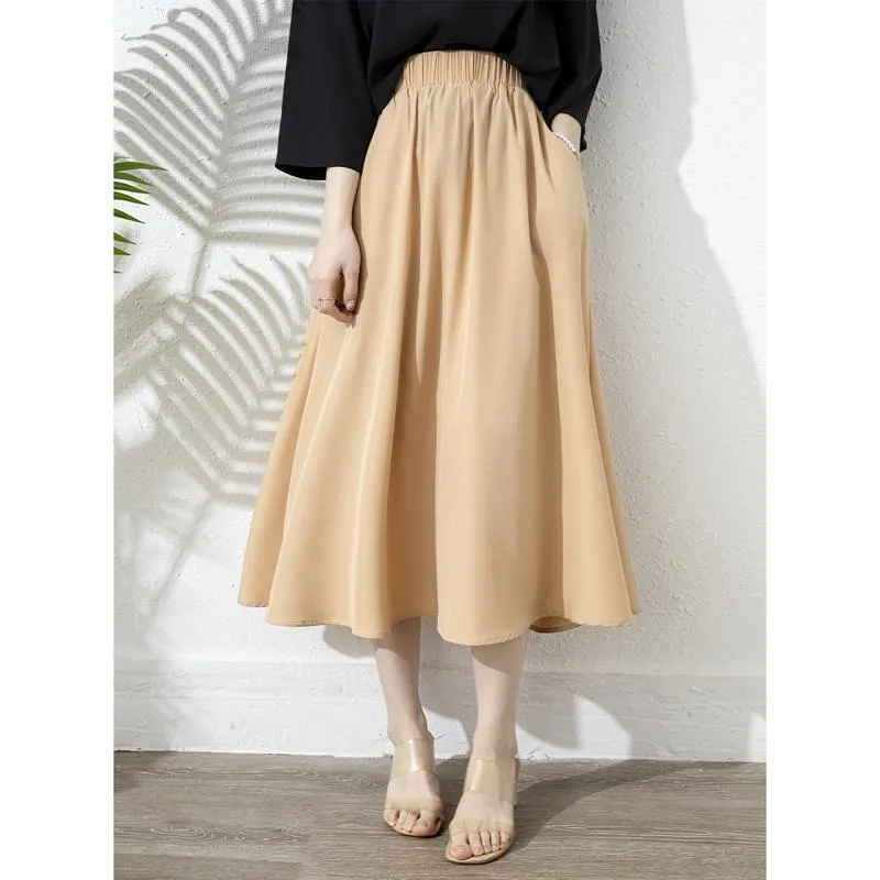 Chic Khaki A-Line Versatile Ruffle Hem Skirt