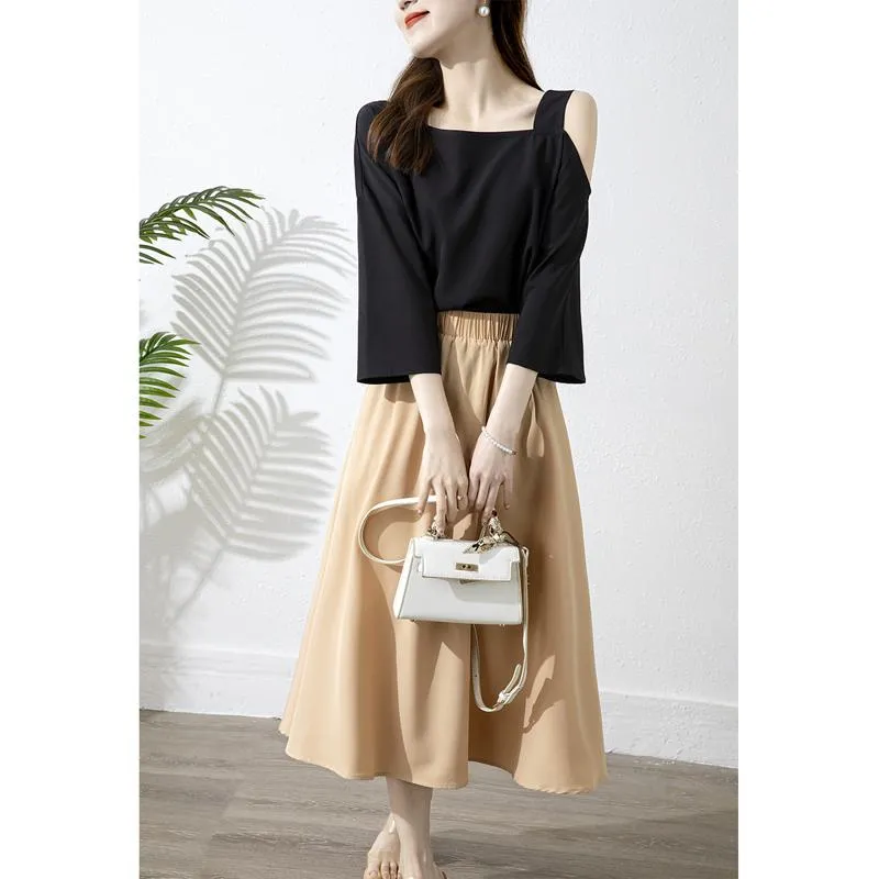 Chic Khaki A-Line Versatile Ruffle Hem Skirt