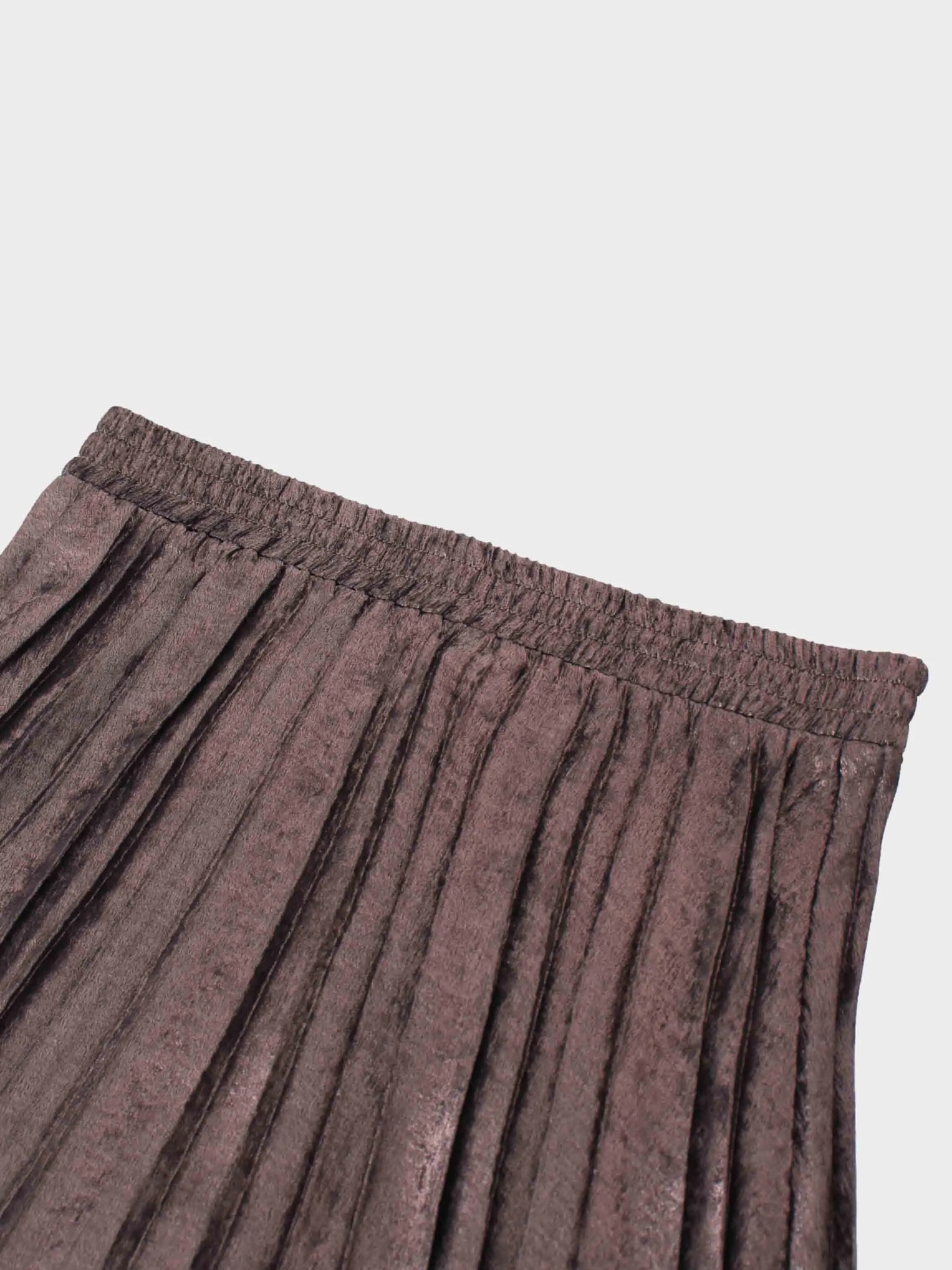 Covered Band Pleated Skirt-Brown Shimmer