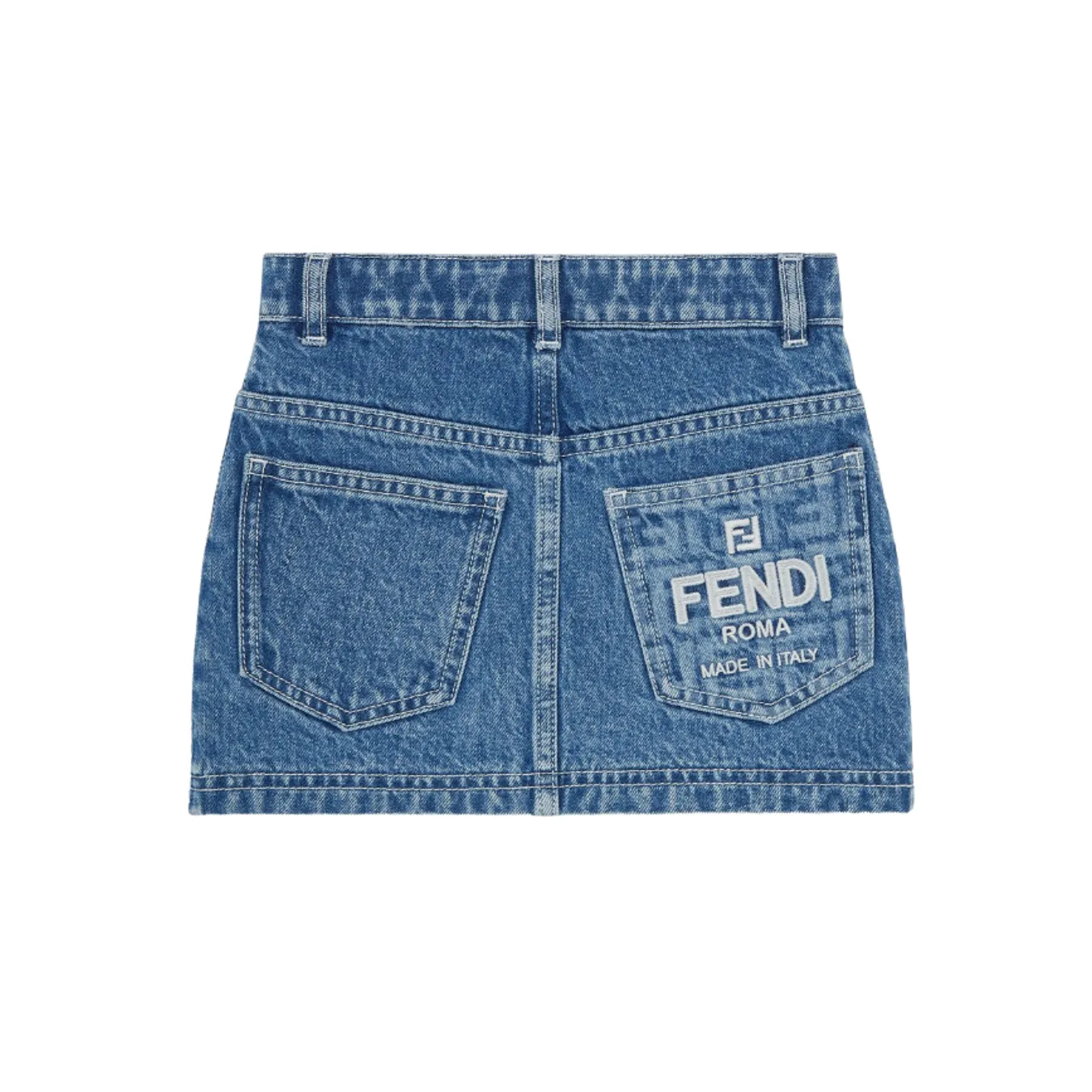 Dark Blue Denim Skirt with Embroidery