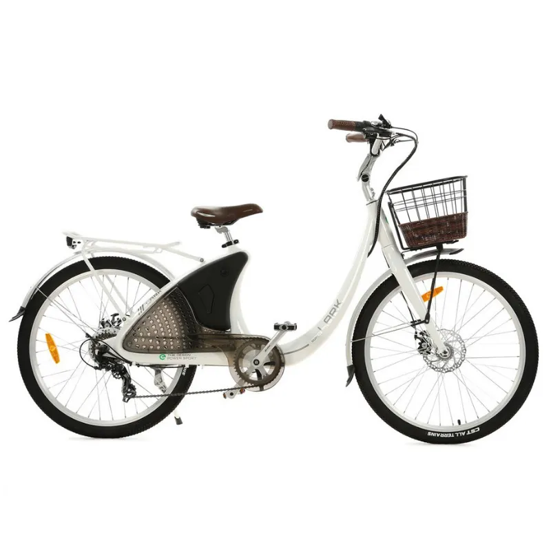 Ecotric 26" White Lark Electric City Bike For Women, 36V/10Ah, 500W