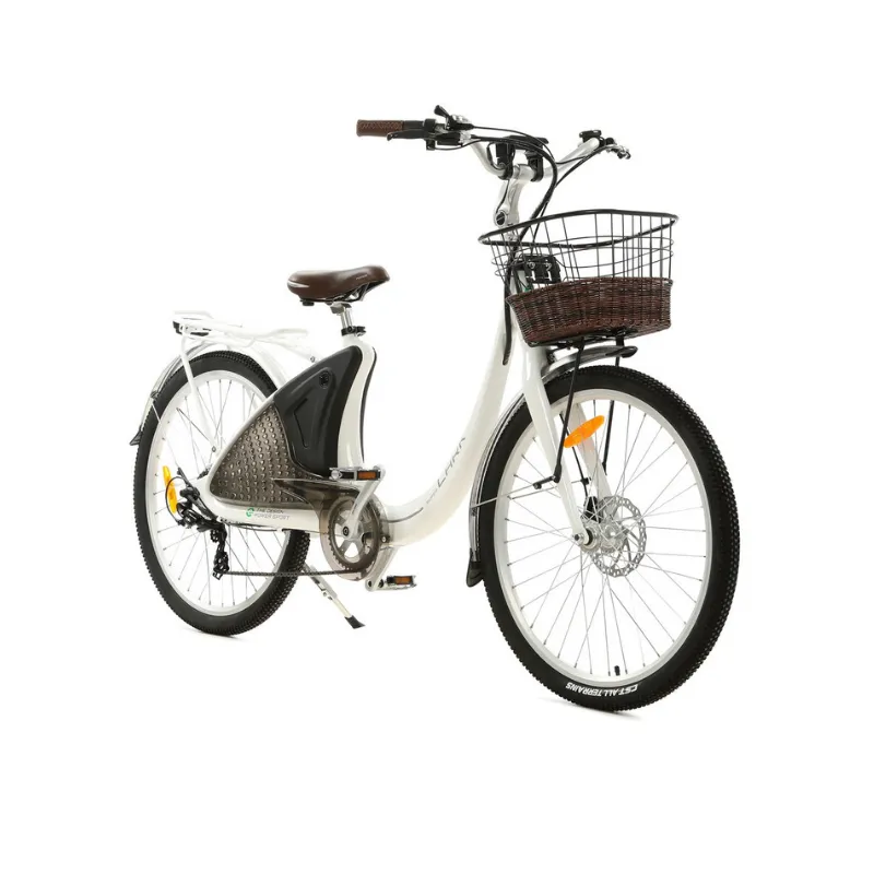 Ecotric 26" White Lark Electric City Bike For Women, 36V/10Ah, 500W