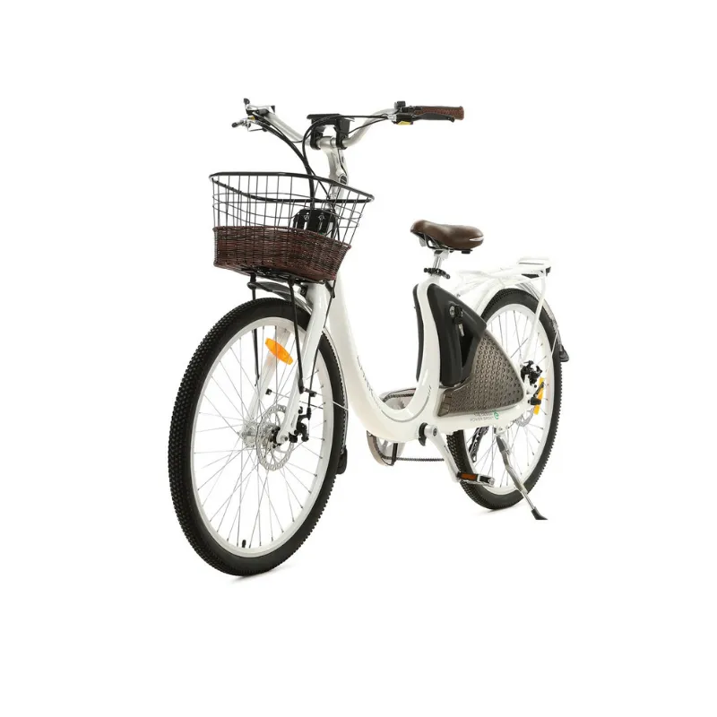 Ecotric 26" White Lark Electric City Bike For Women, 36V/10Ah, 500W