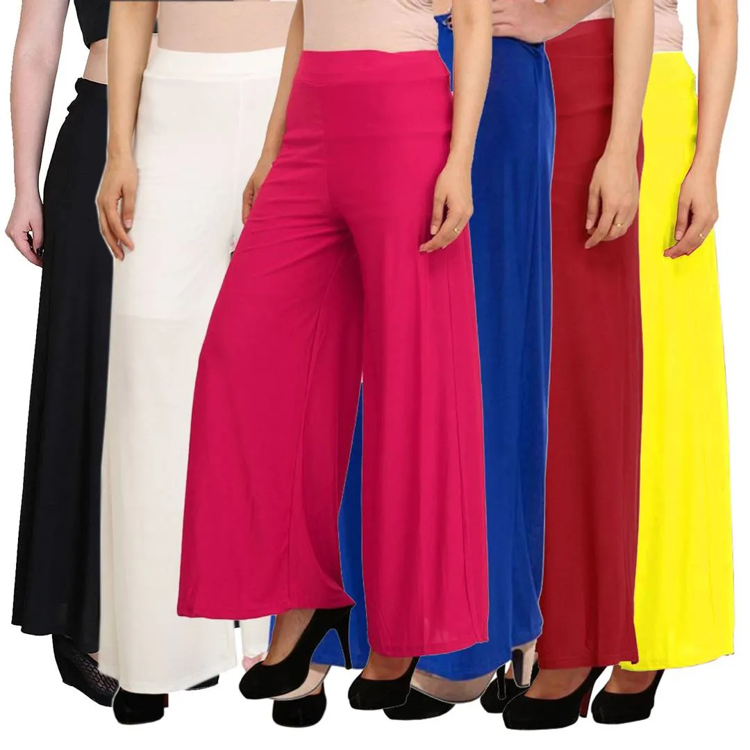 Feminine Solid Polyester Women Palazzo (Set Of 6)