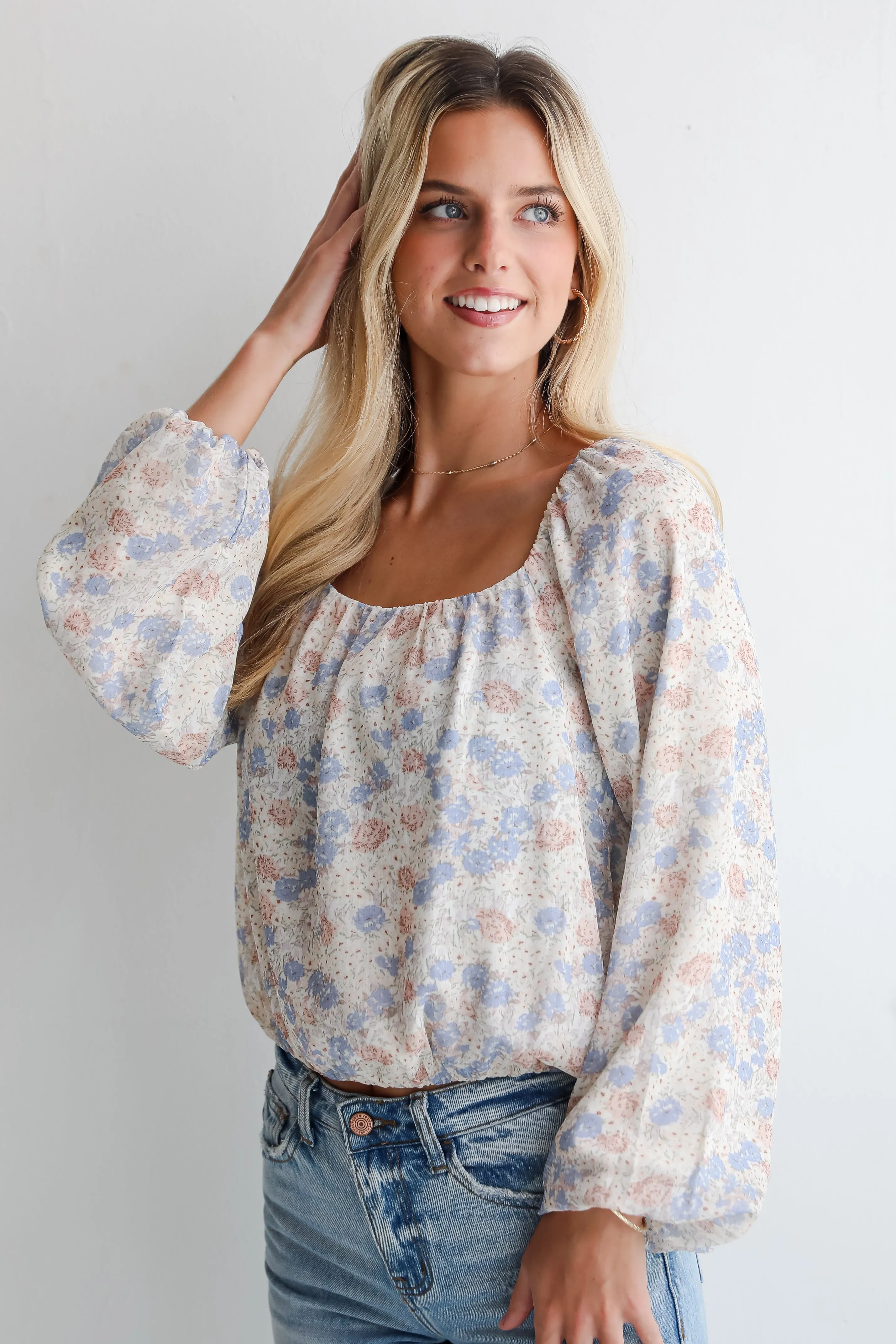 FINAL SALE - Stylish Grace Cream Floral Blouse