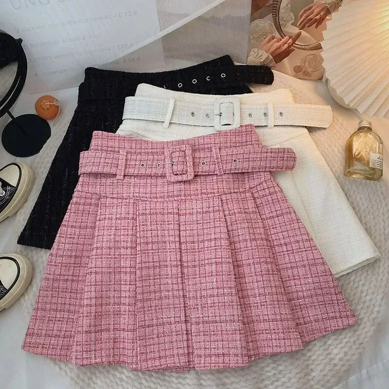 Girlary Y2K Black Skirt A Line Pleated Skirt High Waist Slimskirt Plaid Skirt Women New Gothic Casual Kawaii Skirt Mini Skirt