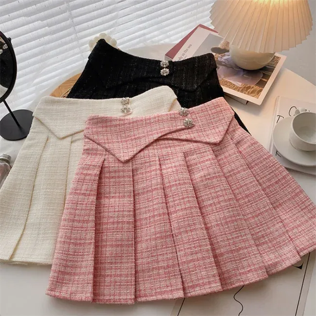 Girlary Y2K Black Skirt A Line Pleated Skirt High Waist Slimskirt Plaid Skirt Women New Gothic Casual Kawaii Skirt Mini Skirt