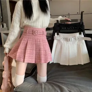 Girlary Y2K Black Skirt A Line Pleated Skirt High Waist Slimskirt Plaid Skirt Women New Gothic Casual Kawaii Skirt Mini Skirt