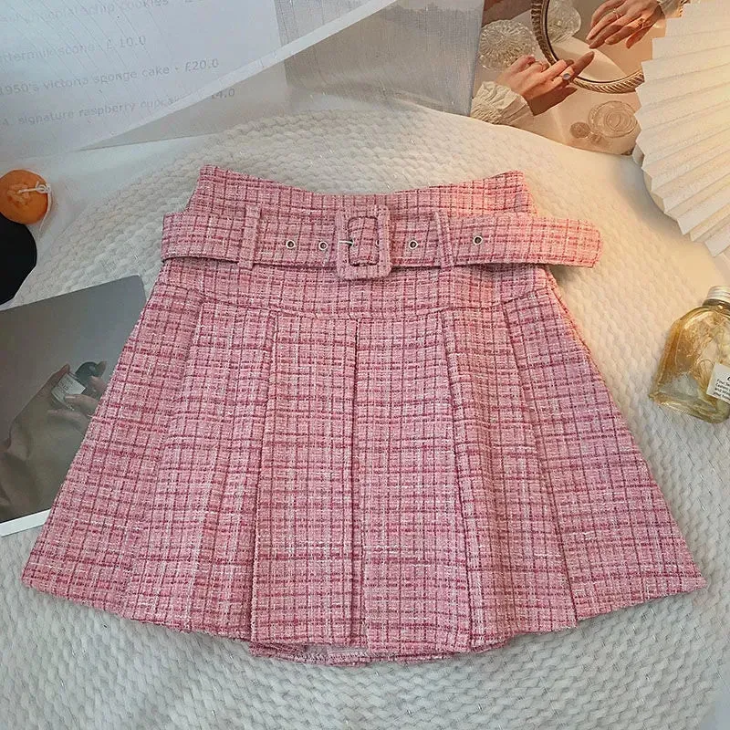 Girlary Y2K Black Skirt A Line Pleated Skirt High Waist Slimskirt Plaid Skirt Women New Gothic Casual Kawaii Skirt Mini Skirt