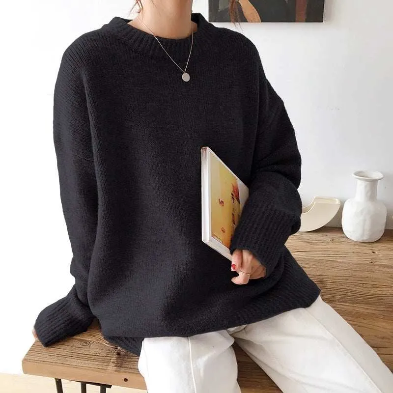 Glow Chic's Long Elastic Knit Sweater – Basic Loose Fit