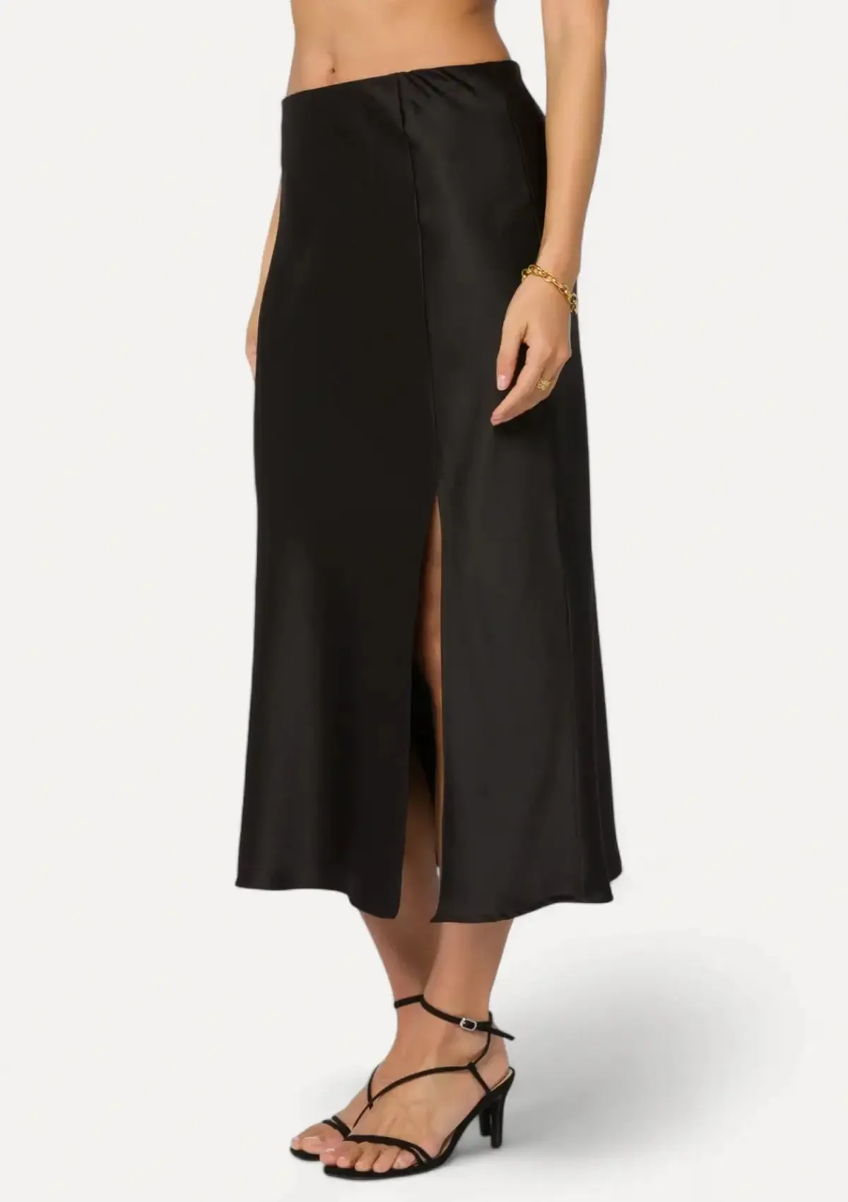 Gypsy Pull-On Satin Midi Skirt