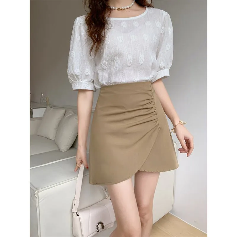 High-Waisted Accordion Pleat Skirt Chic Slimming Irregular Bodycon Skirt