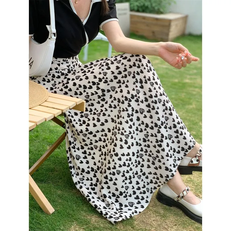 High-Waisted Versatile Full Skirt Style Floral Mesh Skirt