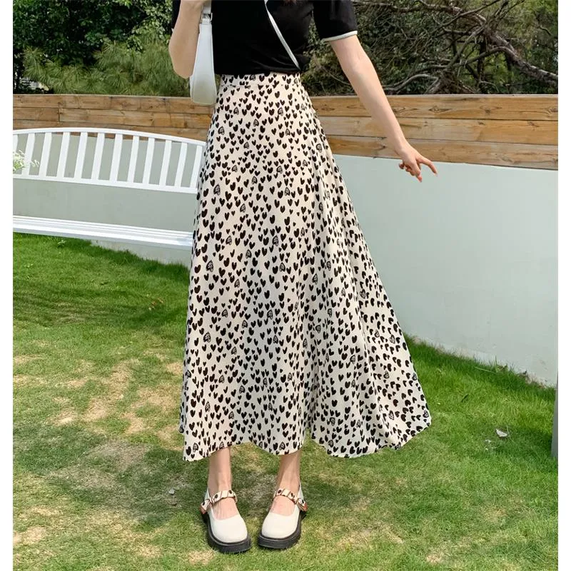 High-Waisted Versatile Full Skirt Style Floral Mesh Skirt