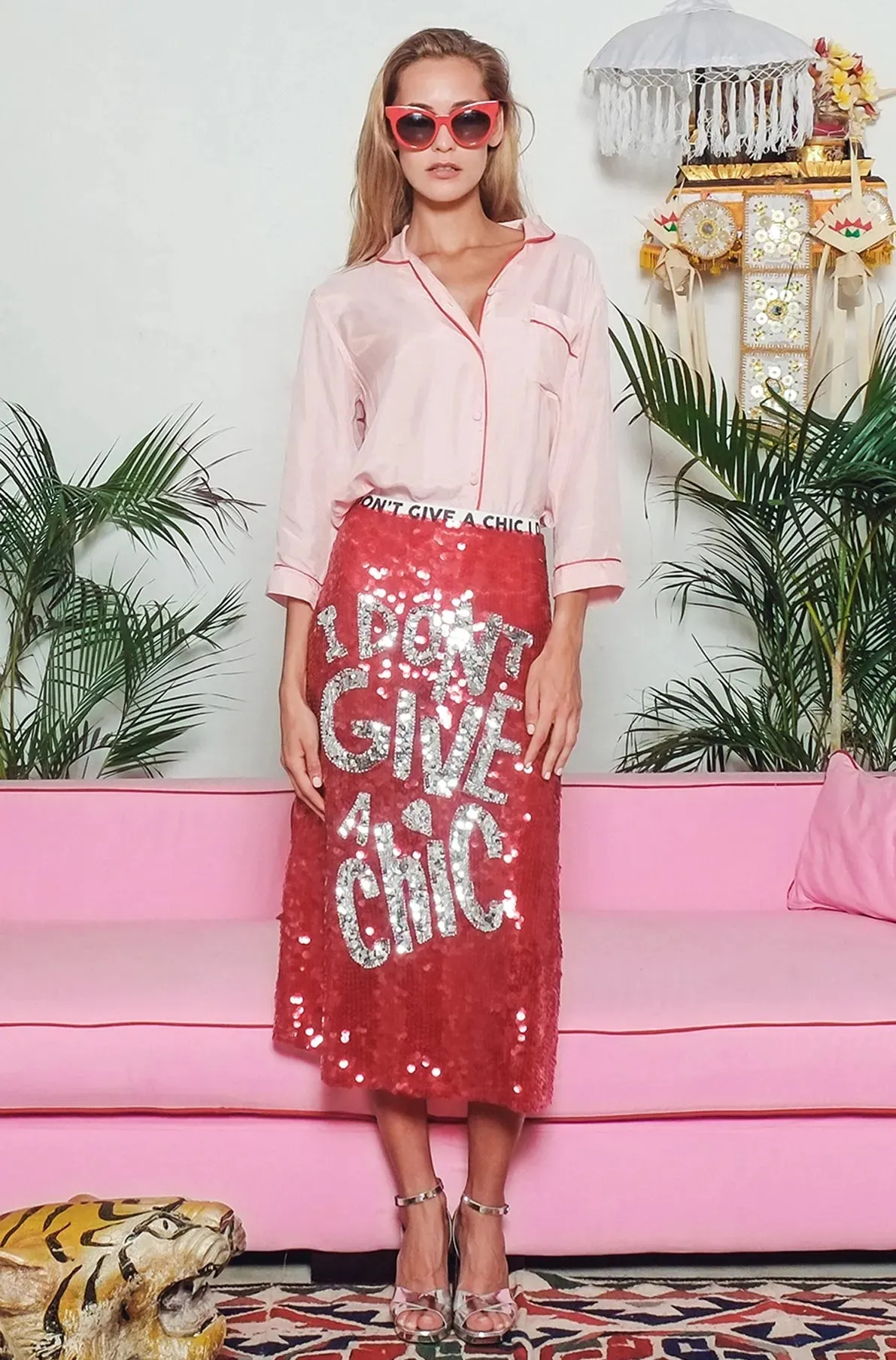 I Don'T Give A Chic Sequin ALine Skirt