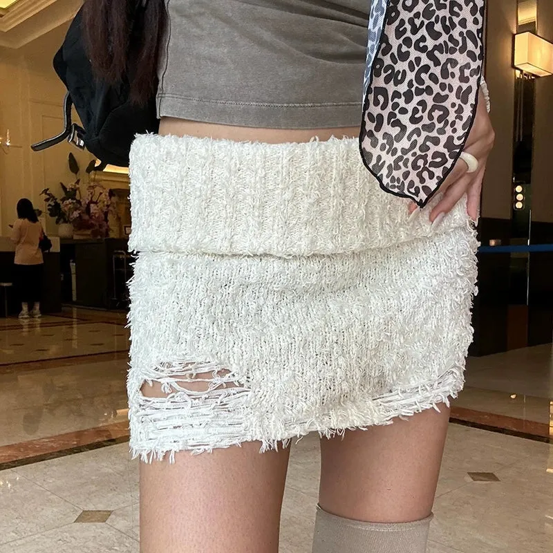 Julieta Retro Knitted Low Waist Skirt