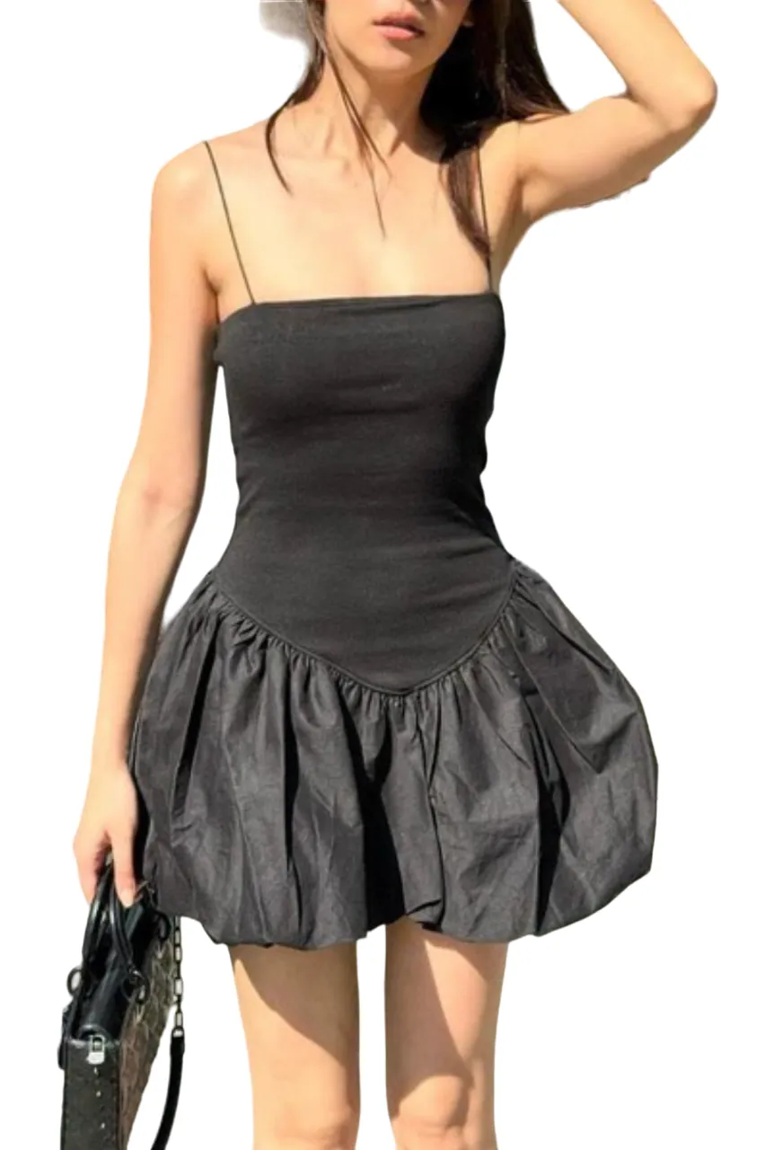 Kina - Black Strapless suspender dress