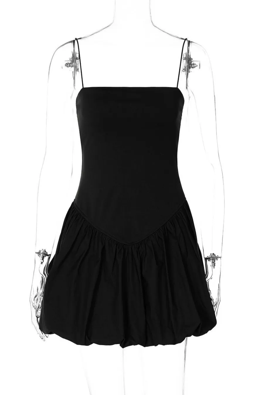 Kina - Black Strapless suspender dress