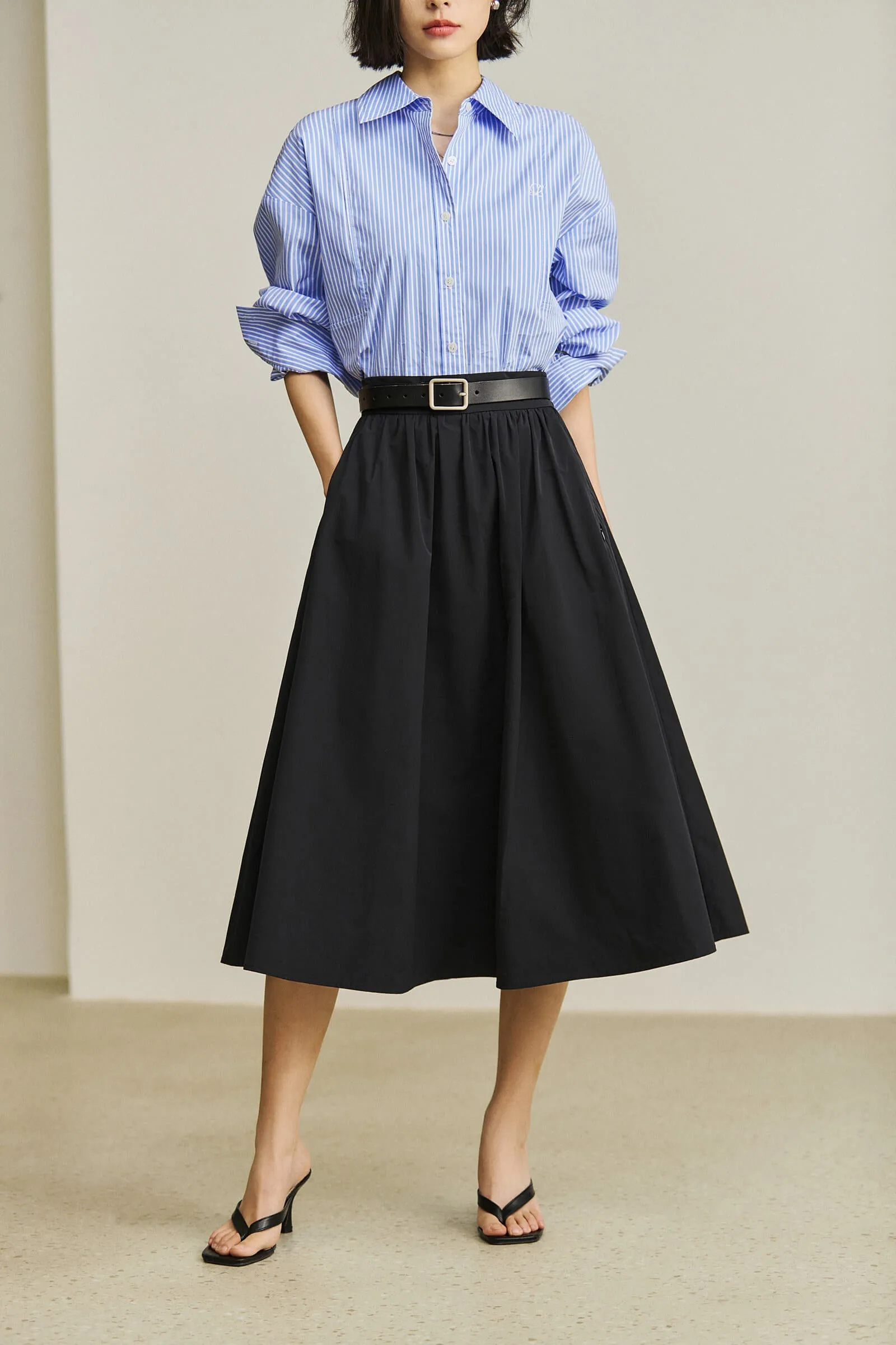 LILY Black High-Waisted A-line Skirt