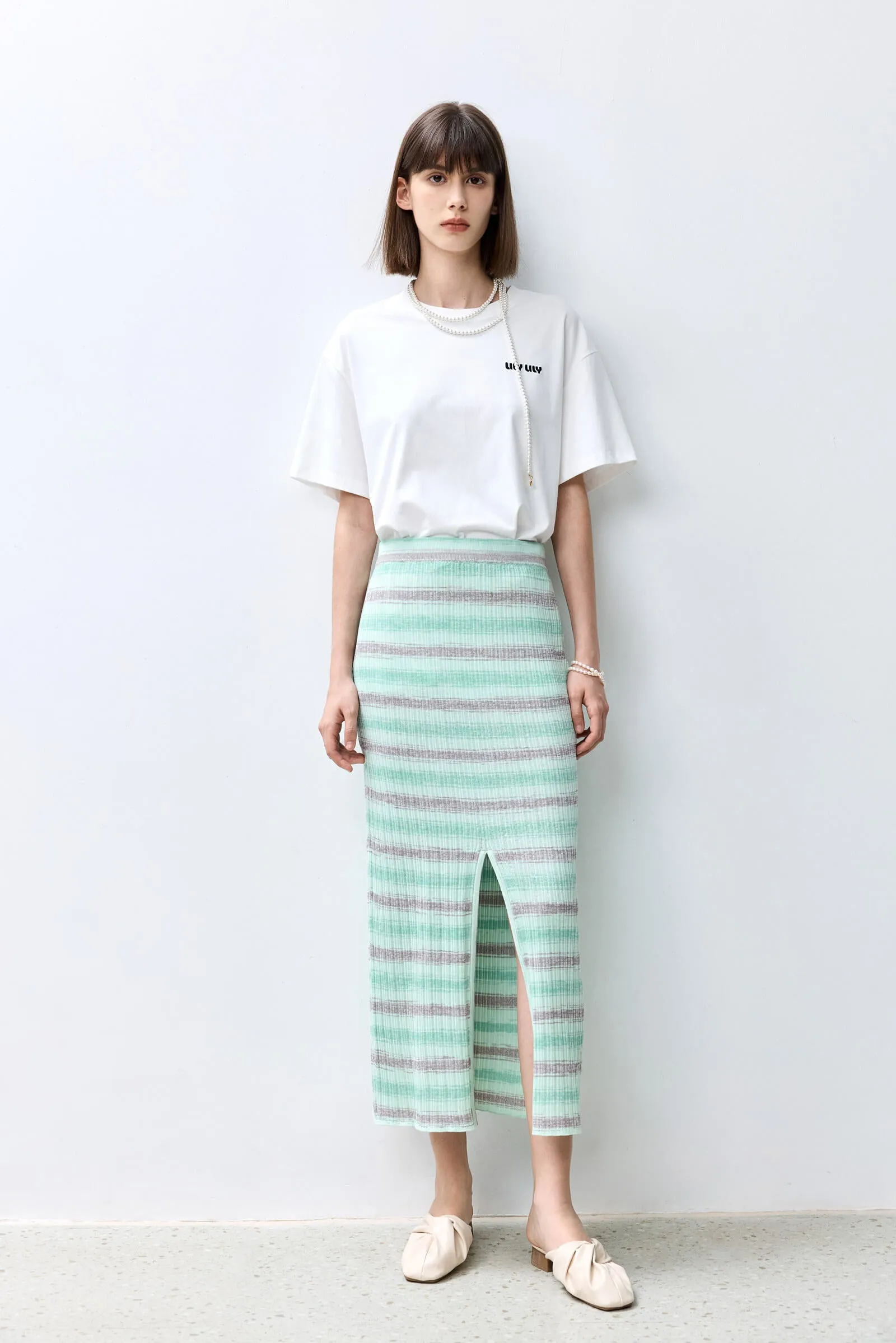 LILY Fashionable Striped Relaxed Skirt