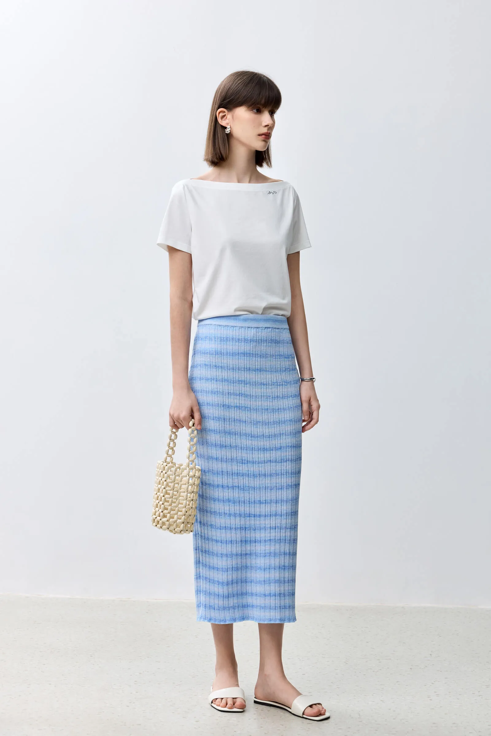 LILY Fashionable Striped Relaxed Skirt