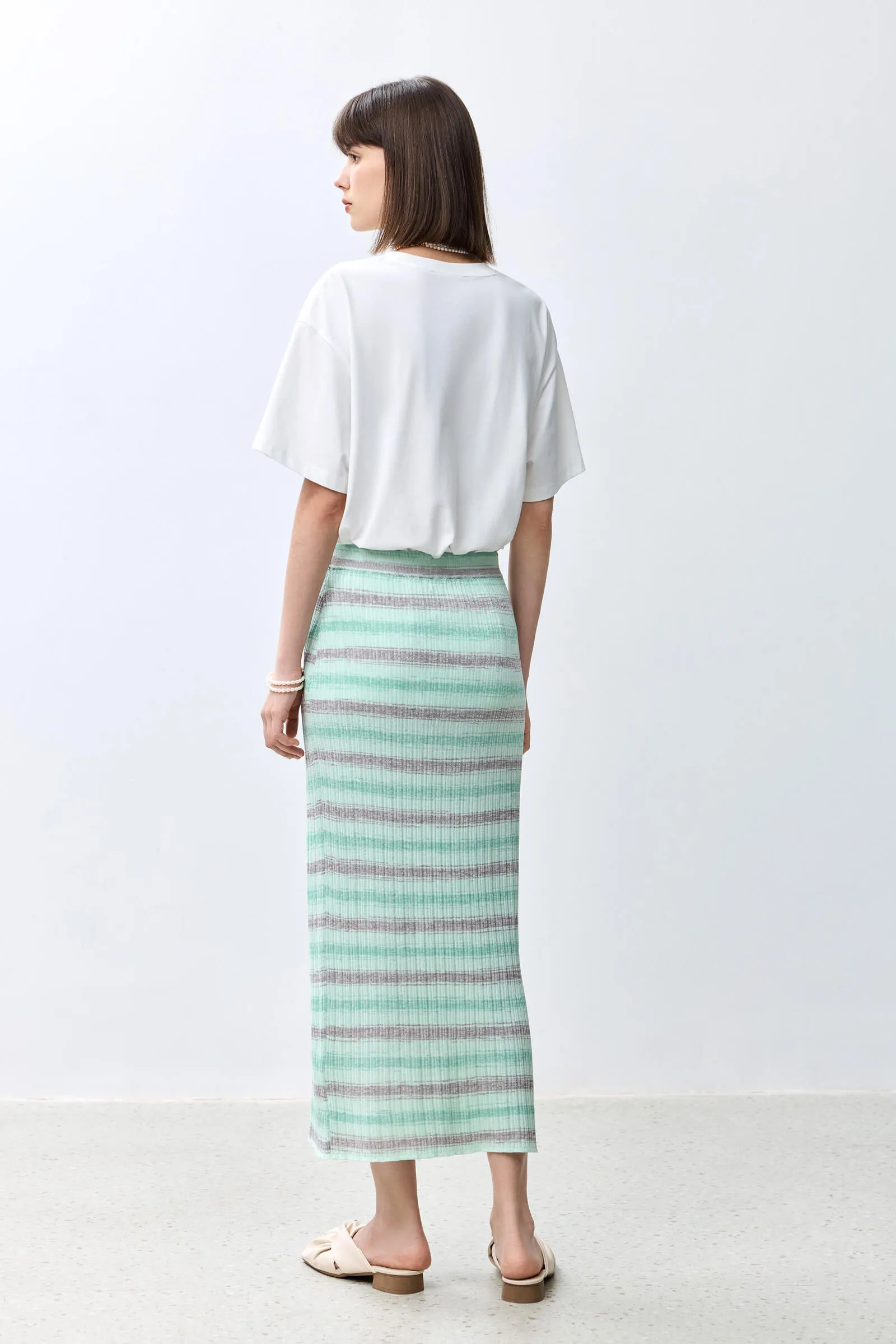 LILY Fashionable Striped Relaxed Skirt