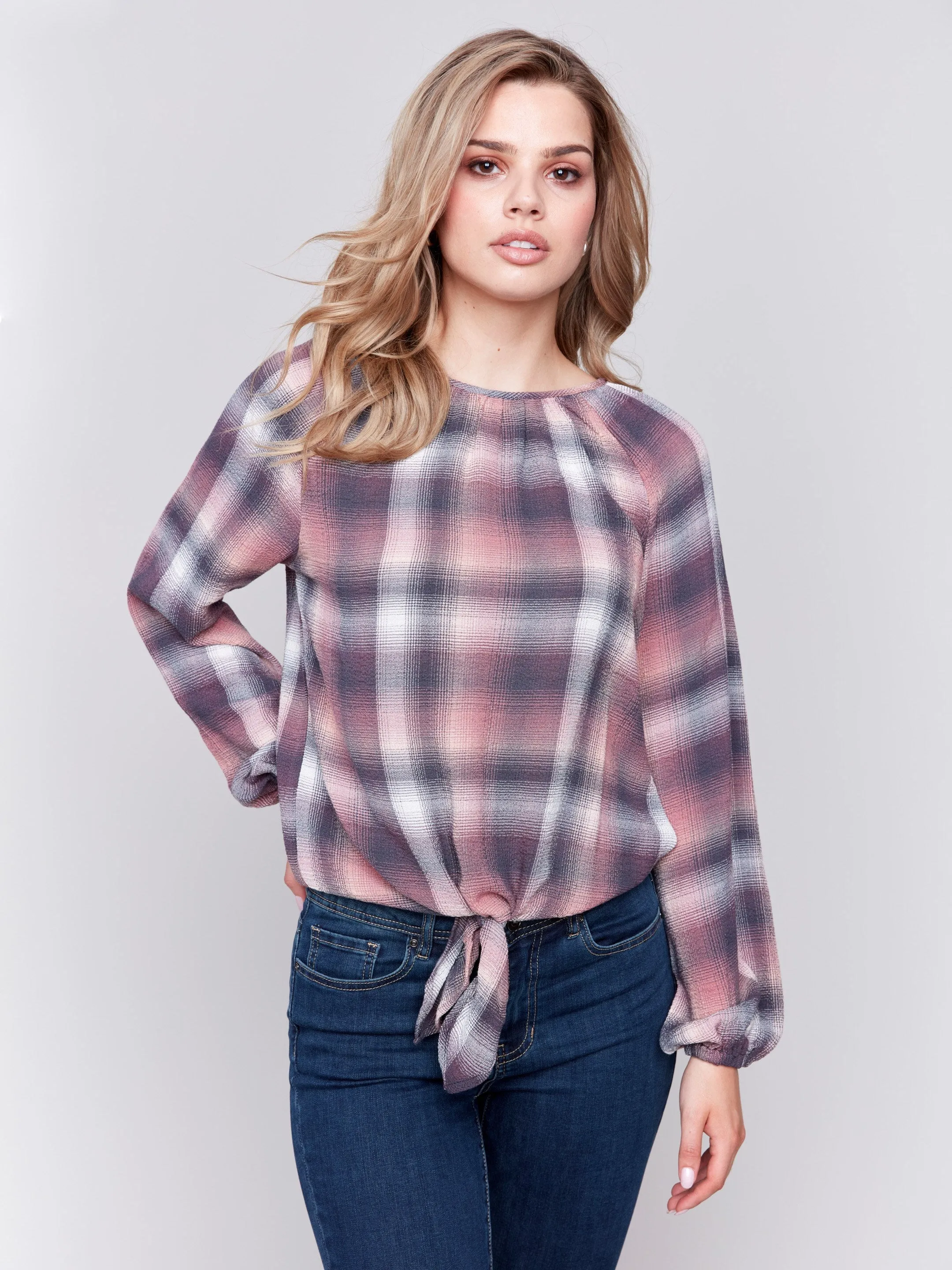 Long-Sleeve Tie-Front Blouse - Quartz