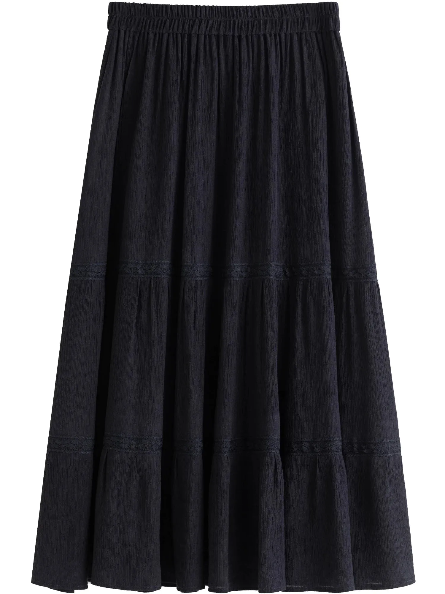 LVSANW DUSHU【2 Colors】High Waist Drape Women White Cake Skirts Elastic Waist Black A-LINE Commuter Black Autumn Skirt 24DS83127