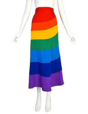 Moschino Vintage SS 1994 Paneled Full Rainbow Maxi Wrap Skirt