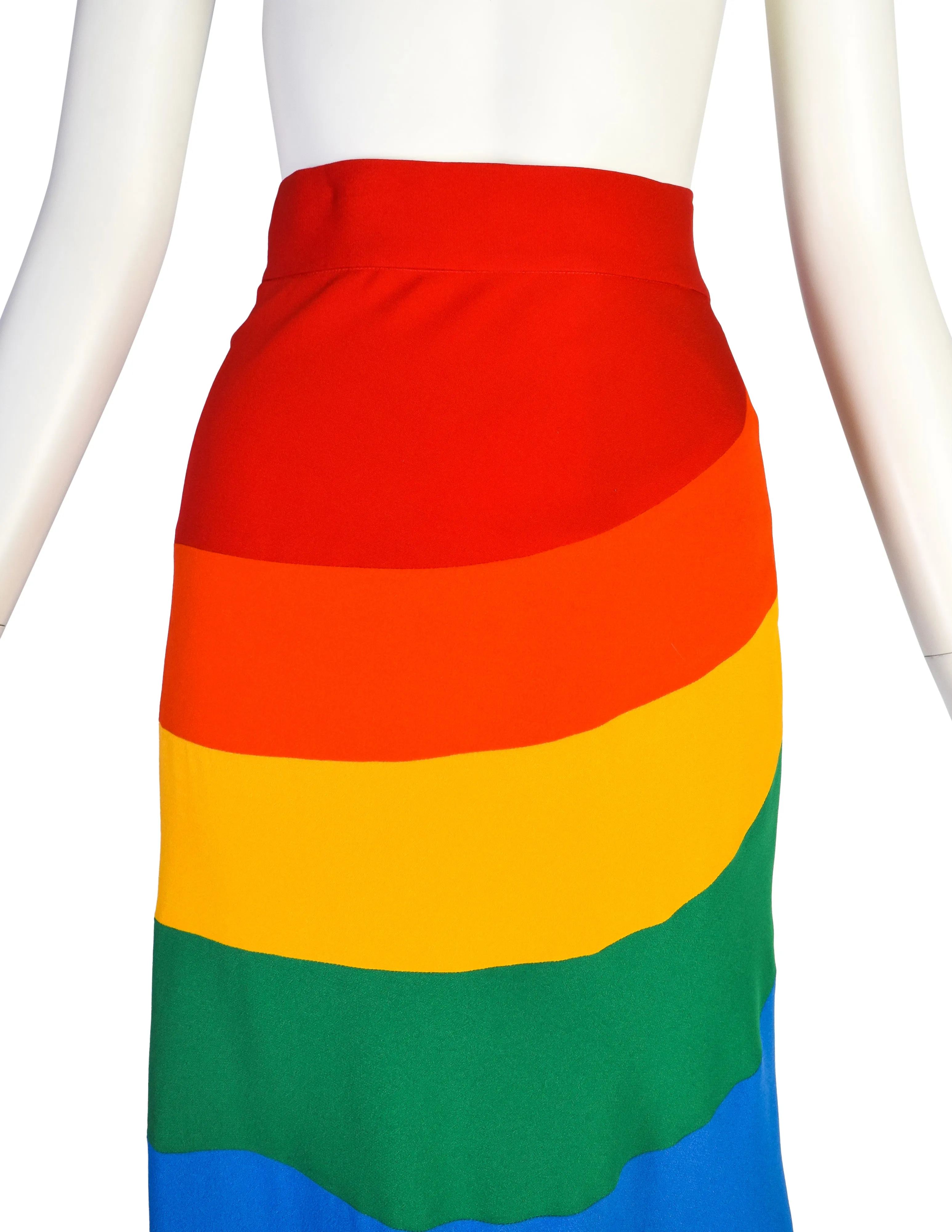 Moschino Vintage SS 1994 Paneled Full Rainbow Maxi Wrap Skirt