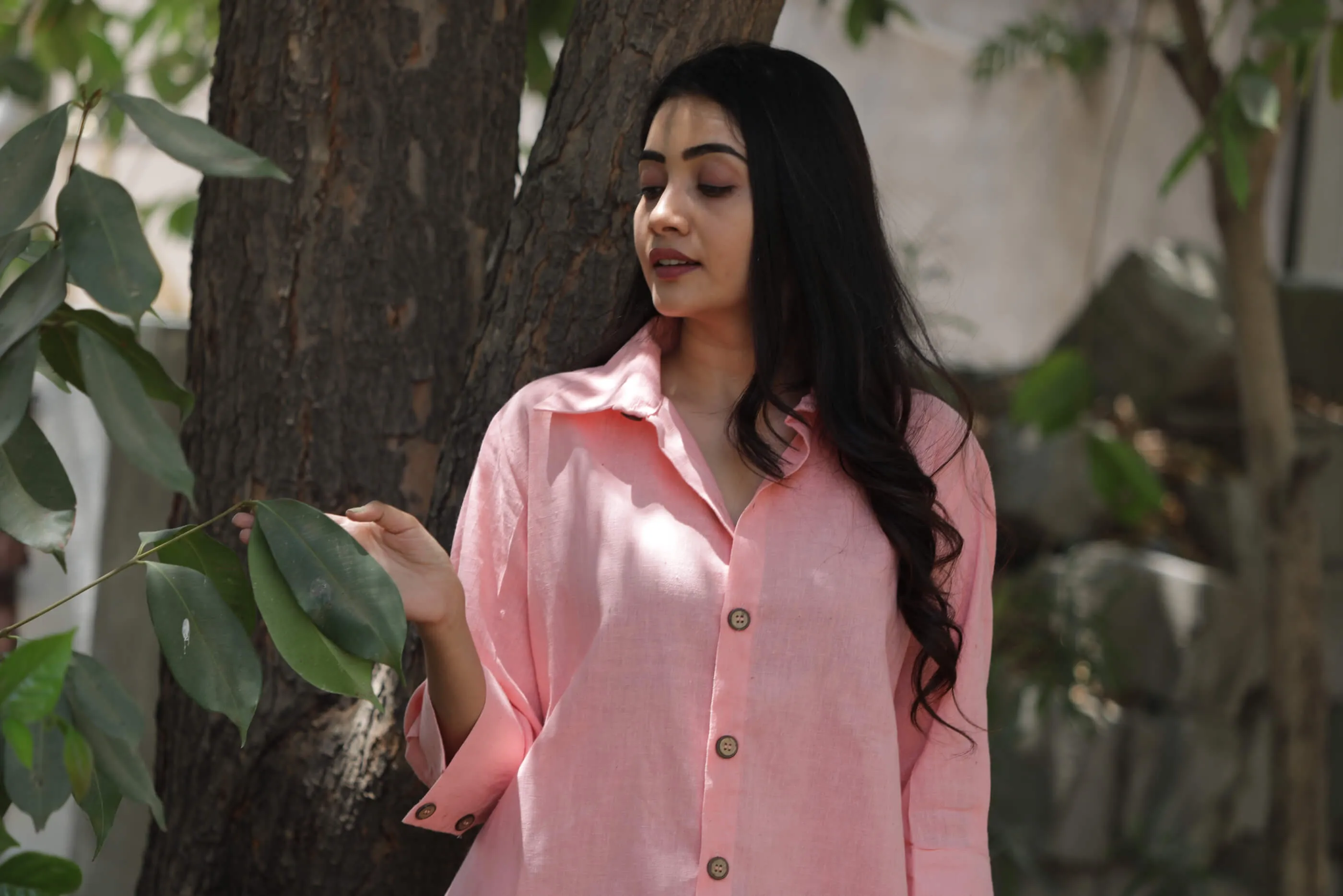 Peach Pure Cotton Shirt for Women