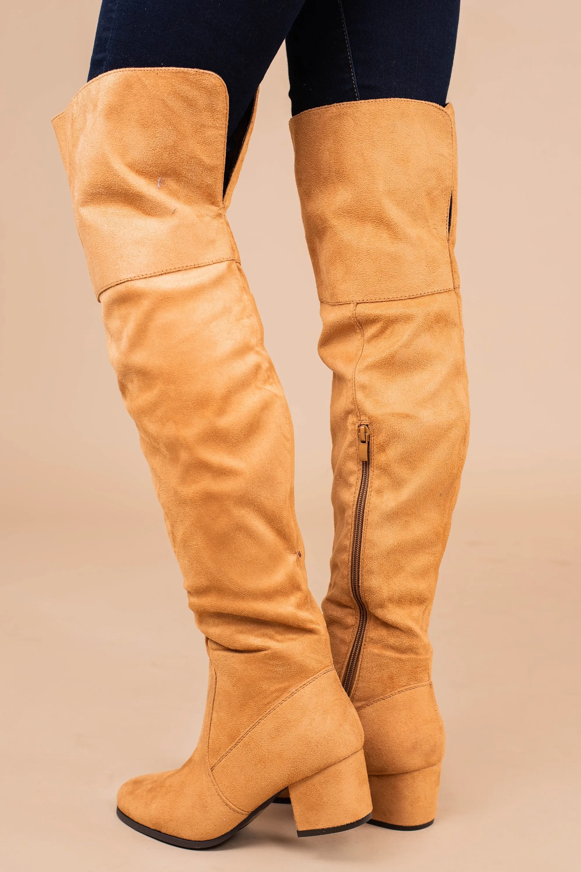 Perfect Connection Tan Brown Over The Knee Boots