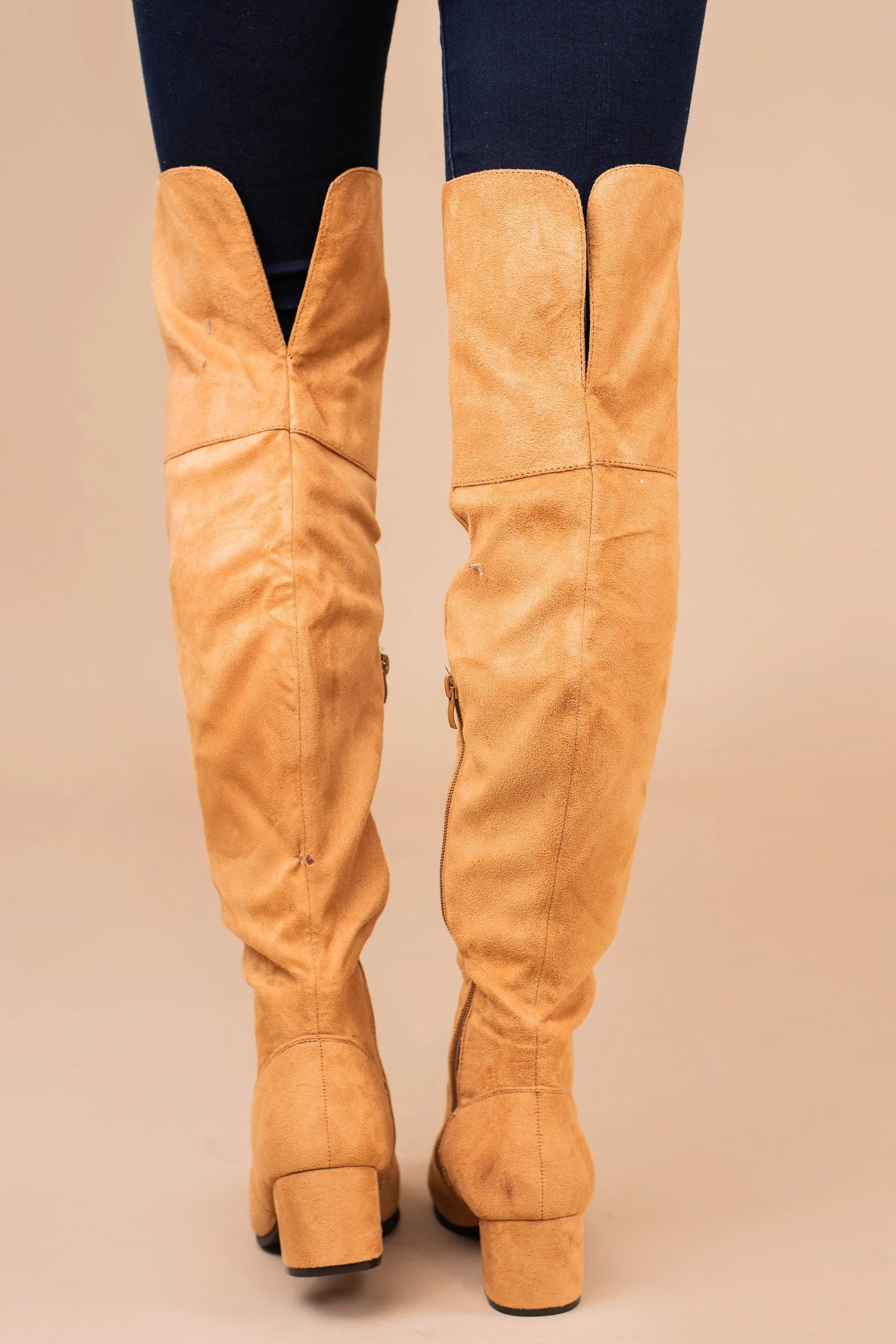 Perfect Connection Tan Brown Over The Knee Boots