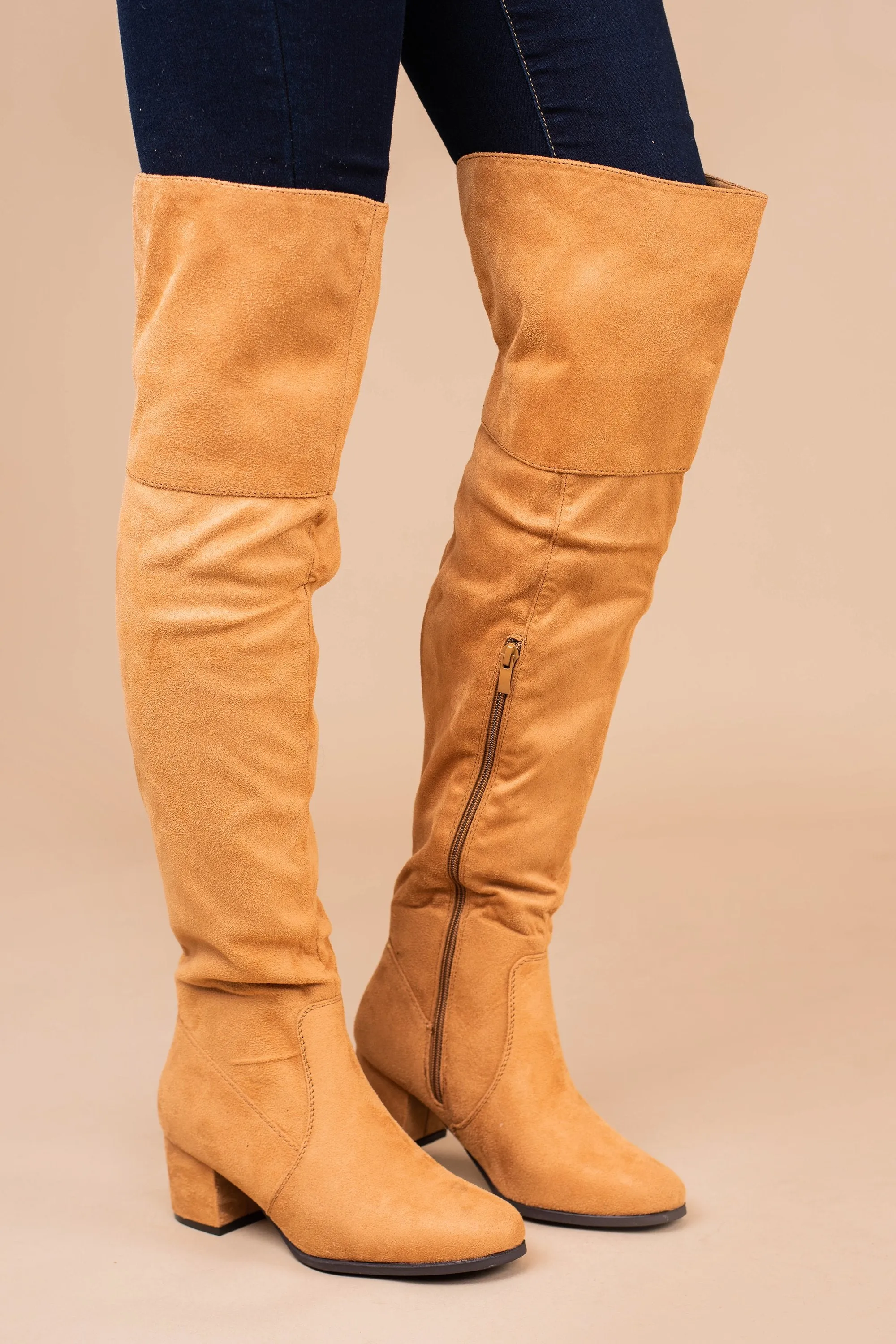 Perfect Connection Tan Brown Over The Knee Boots