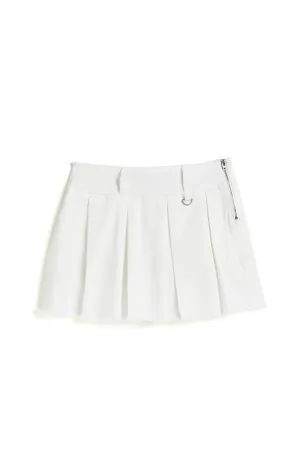 Pleated Color Twill Zip Up Skort