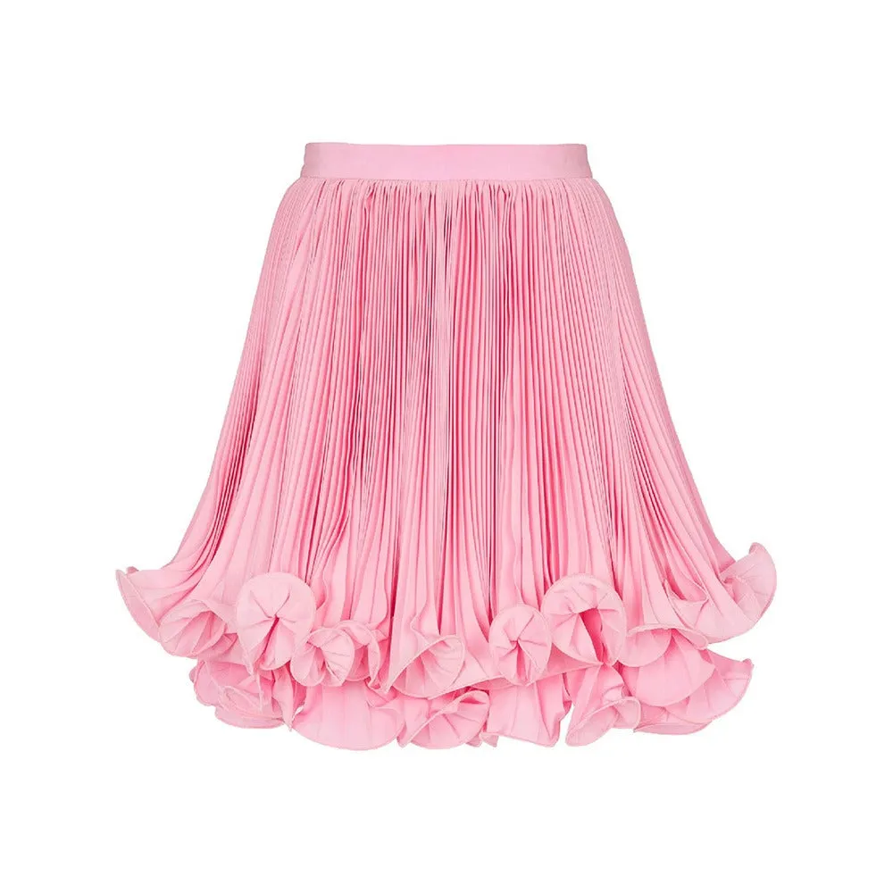 Pleated Ruffle Hem Layered Mini Skirt