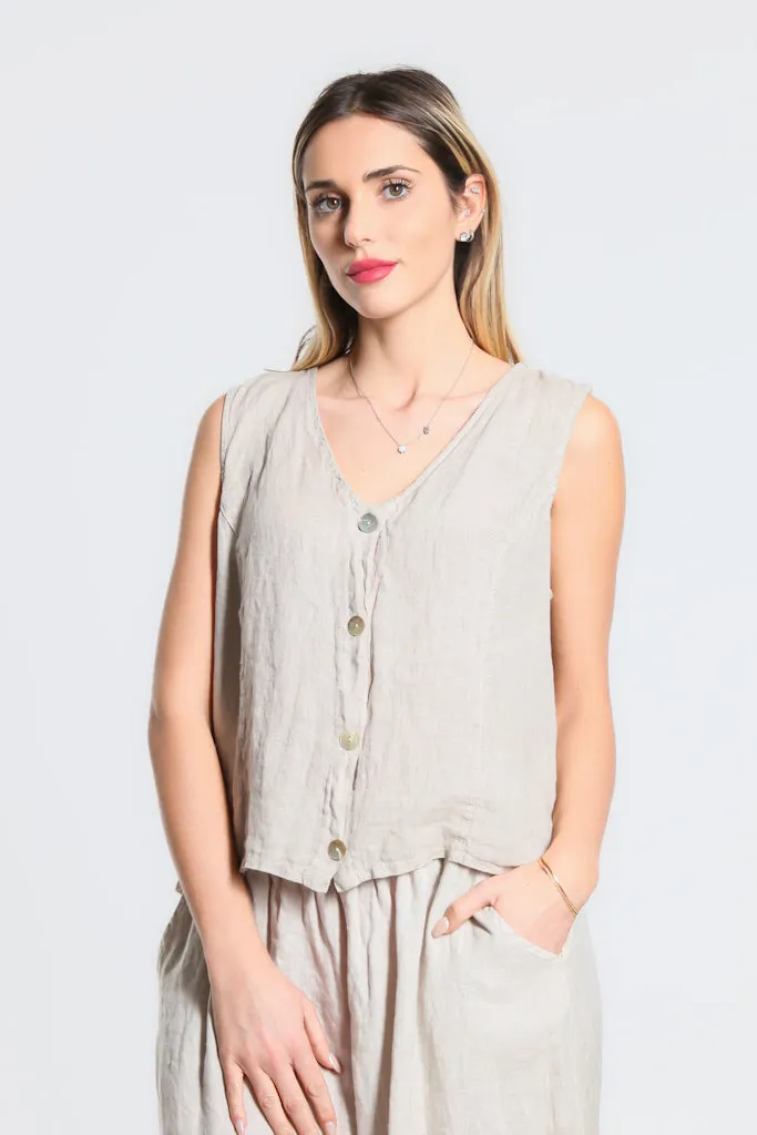 Robin Linen Button Vest (BT127)