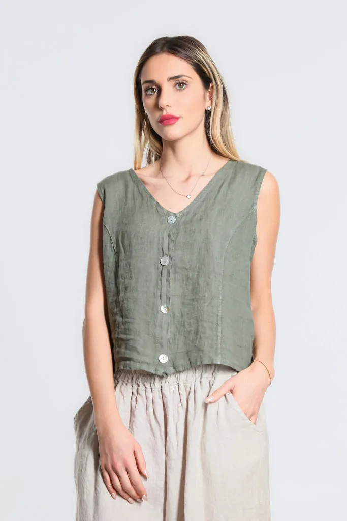 Robin Linen Button Vest (BT127)